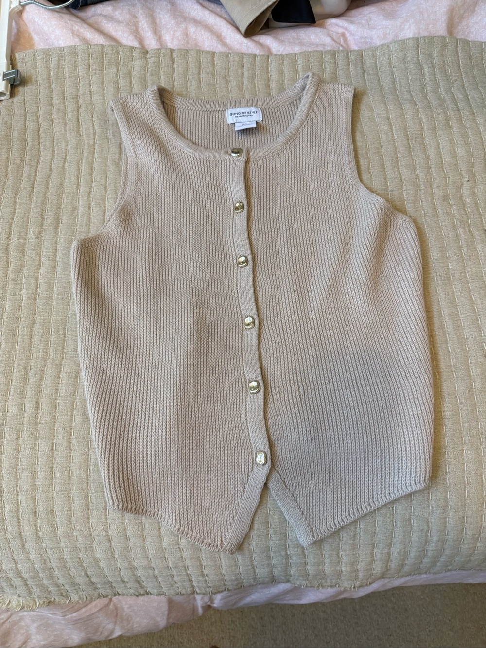 Song of Style Beige Knit Button-Front Camisole